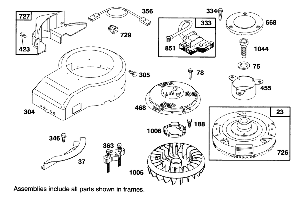 Engine Briggs & Stratton Model 28m707-0122-01 Diagram and Parts List for 71191 4900001 - 4999999 Toro Lawn Tractor