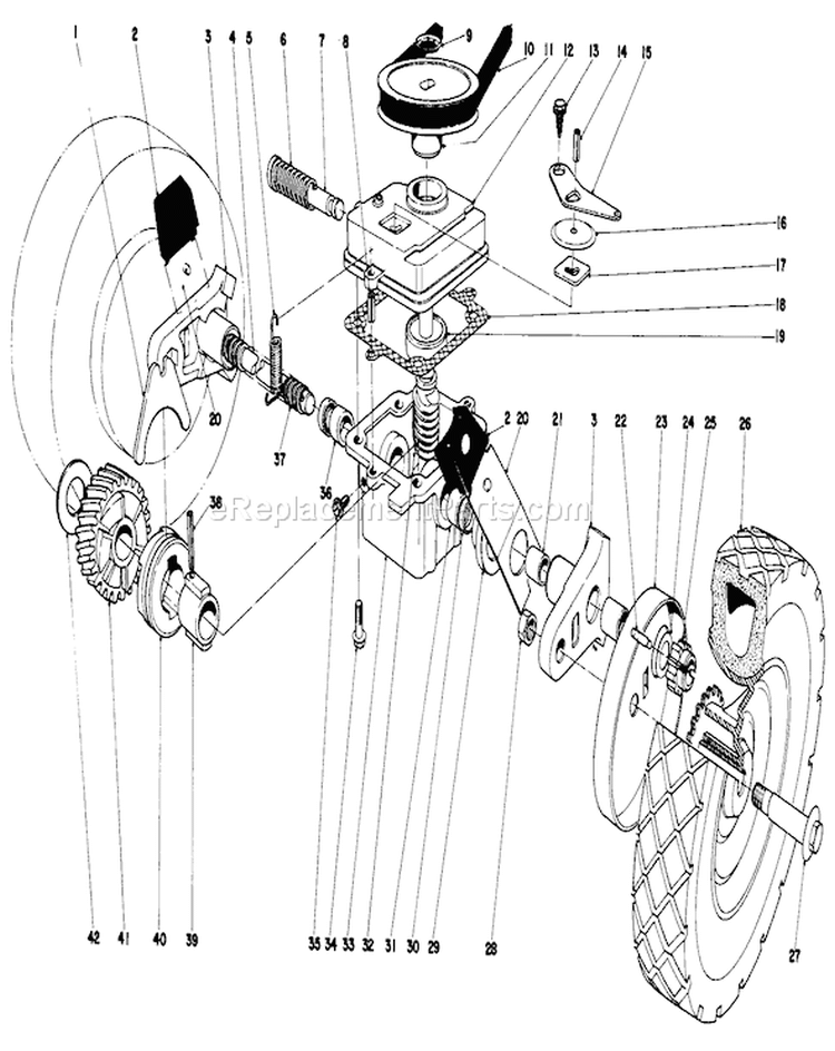 Gear Case Assembly Diagram and Parts List for 16655 7000001-7999999 - 1977 Toro Lawn Mower