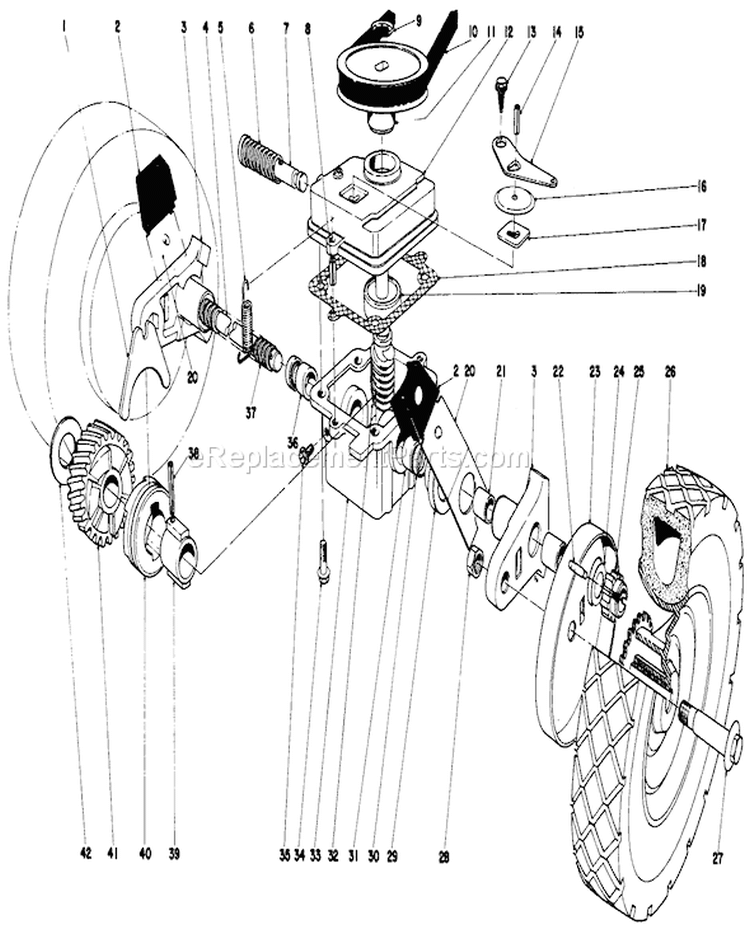 Gear Case Assembly Diagram and Parts List for 16655 8000001-8999999 - 1978 Toro Lawn Mower