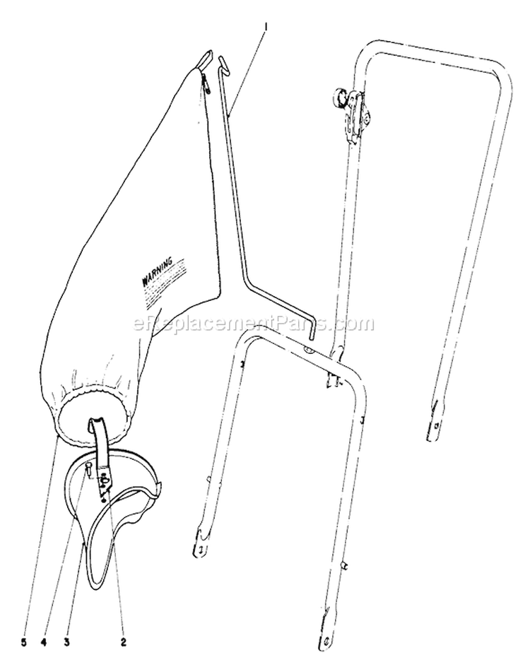 Grass Bag Diagram and Parts List for 16655 8000001-8999999 - 1978 Toro Lawn Mower