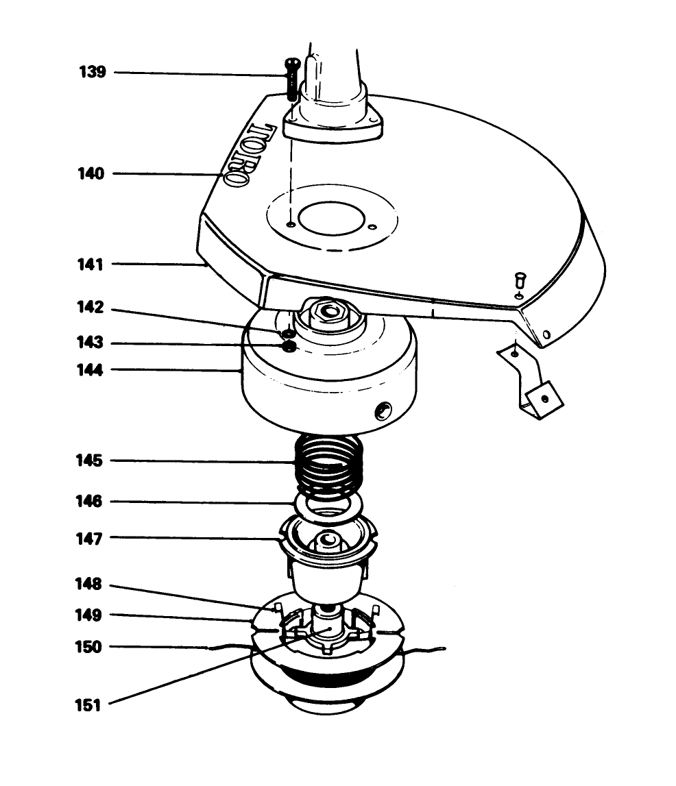 Cutter Head Assembly Diagram and Parts List for 51625 9000001 - 9999999 Toro Trimmer