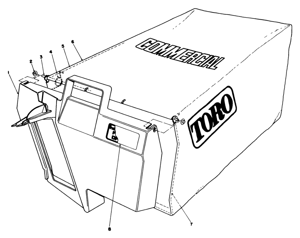 Grass Bag Assembly No. 11-5609 Diagram and Parts List for 22035C 7000001 - 7999999 Toro Lawn Mower