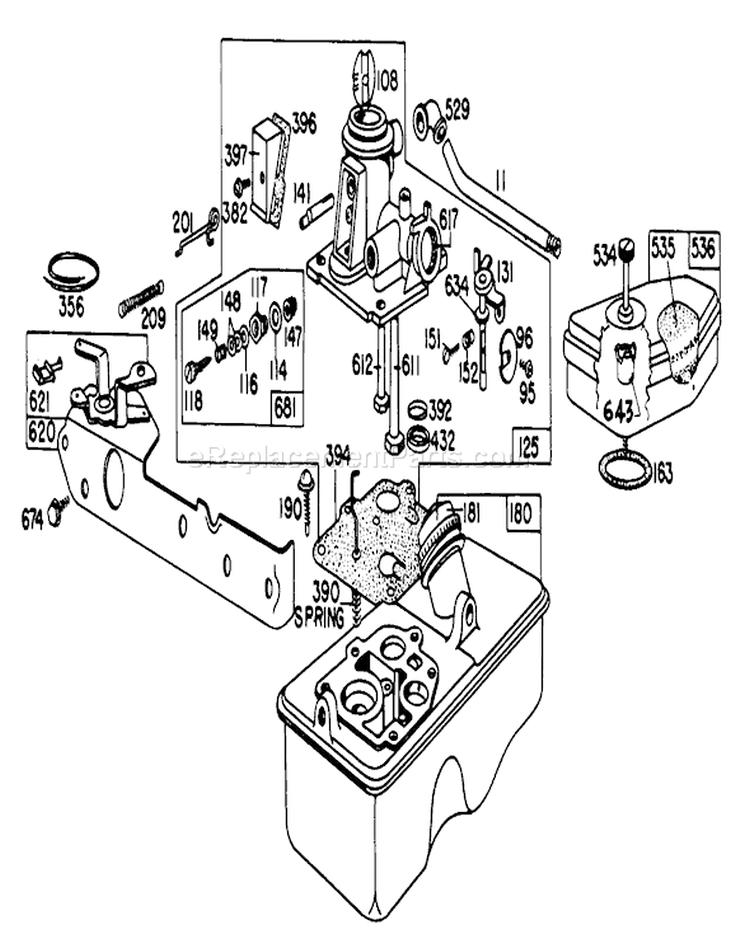 Carburetor Assembly Diagram and Parts List for 16711 8000001-8999999 - 1978 Toro Lawn Mower