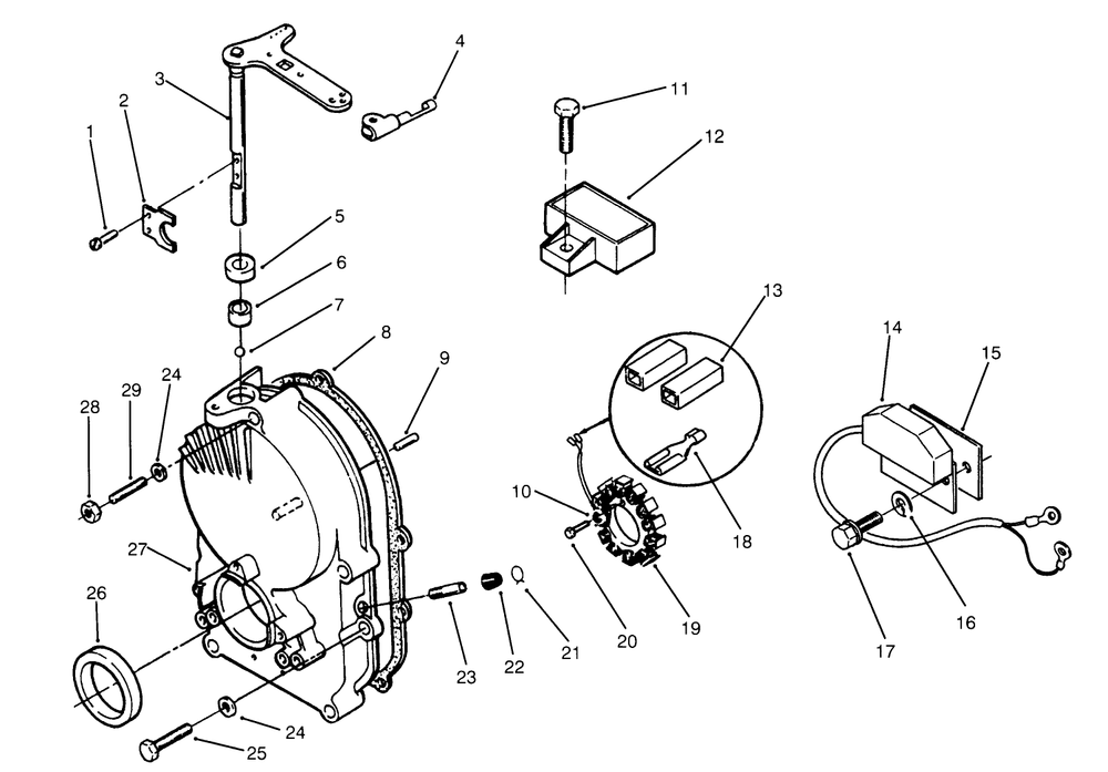 Gearcase & Ignition Controls Diagram and Parts List for 73501 59000412 - 59002868 Toro Lawn Tractor