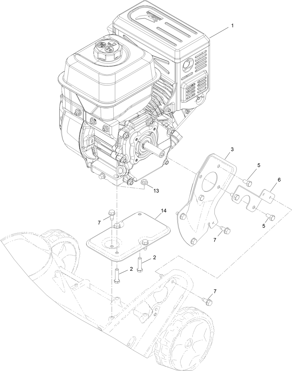 Engine Assembly Diagram and Parts List for 38756 413986045 - 415999999 Toro Snow Blower