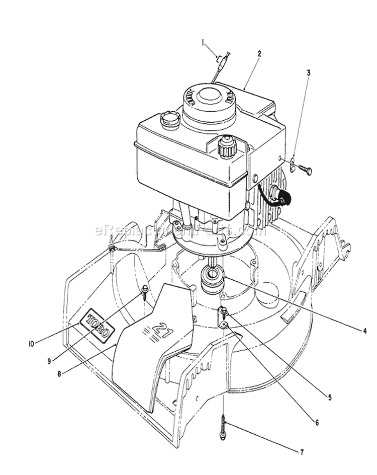 Engine Diagram and Parts List for 16775 0000001-0999999 - 1990 Toro Lawn Mower