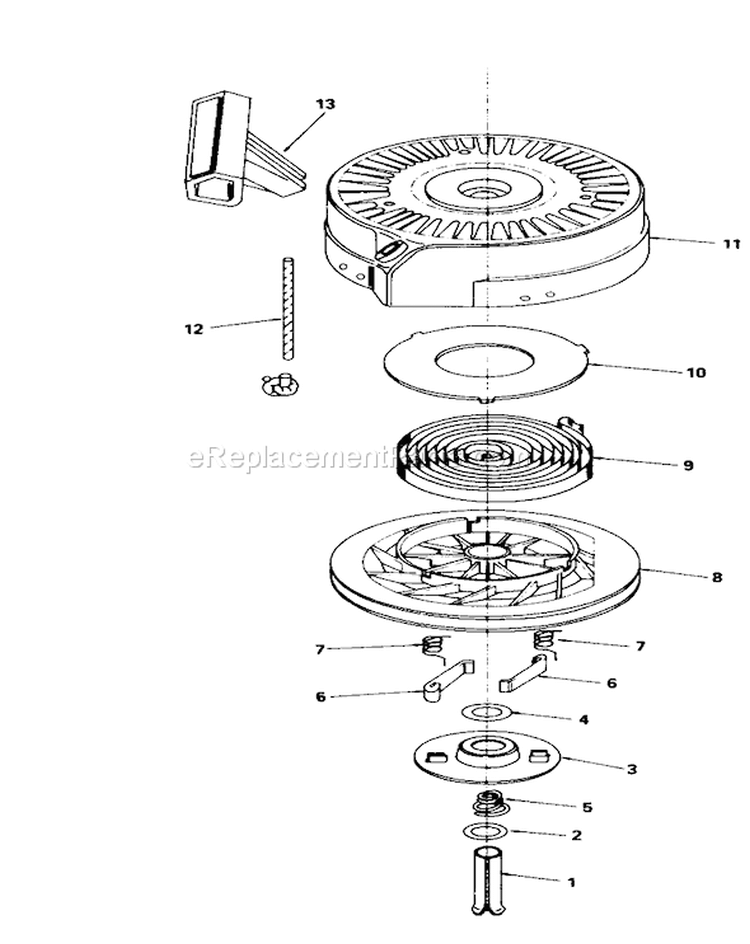 Rewind Starter Diagram and Parts List for 16775 0000001-0999999 - 1990 Toro Lawn Mower