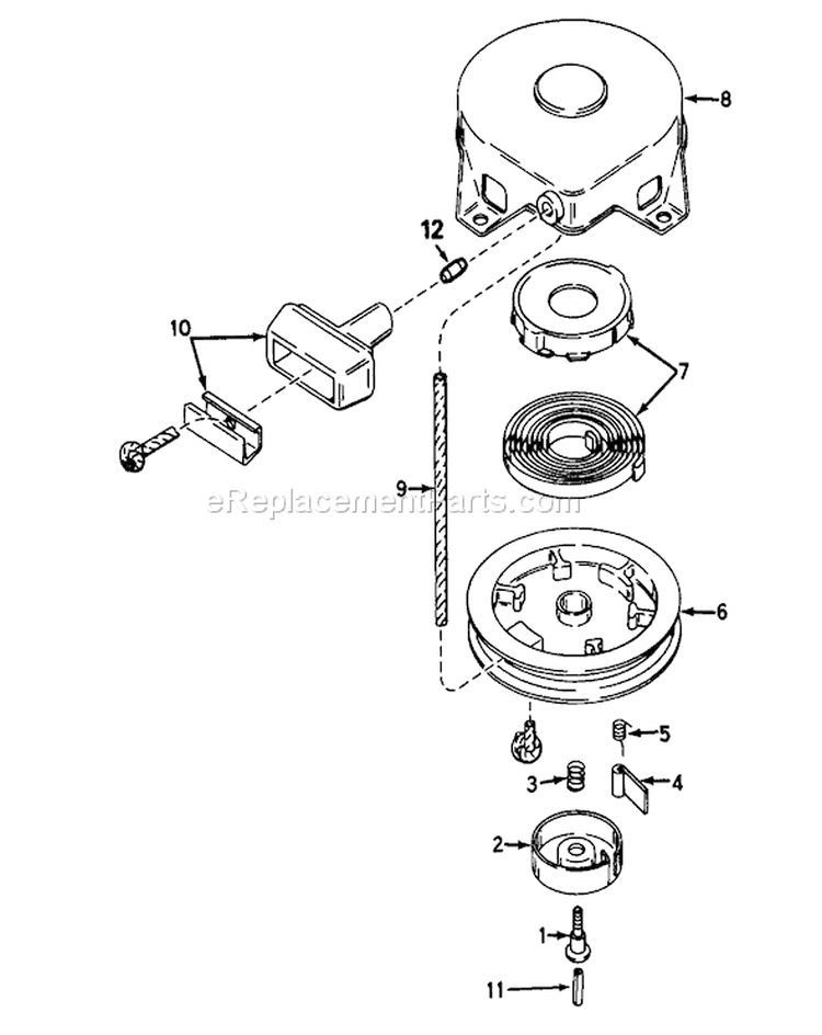 Rewind Starter Diagram and Parts List for 16775 4000001-4999999 - 1984 Toro Lawn Mower