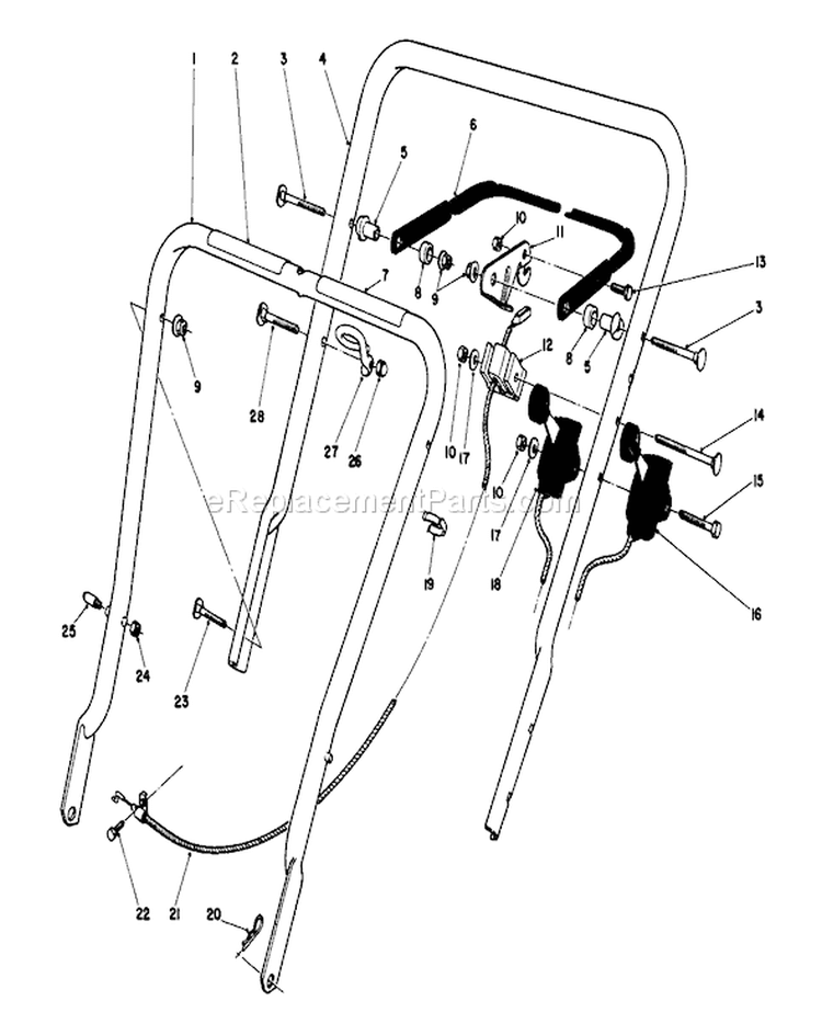 Handle Assembly Diagram and Parts List for 16775 4000001-4999999 - 1984 Toro Lawn Mower