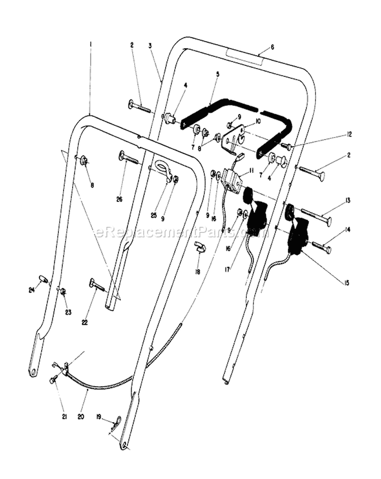 Handle Assembly Diagram and Parts List for 16775 6000001-6999999 - 1986 Toro Lawn Mower
