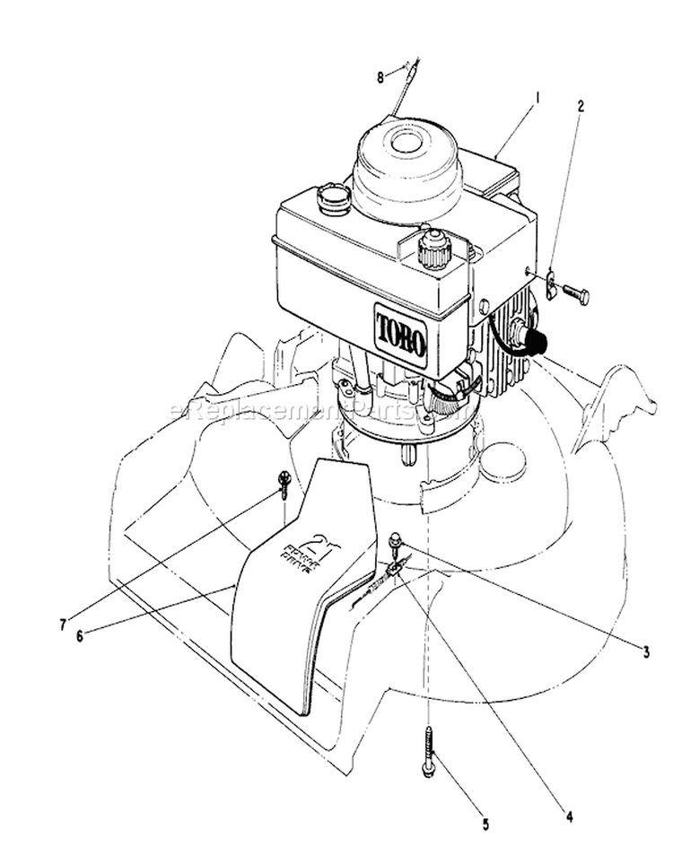 Engine Diagram and Parts List for 16775 7000001-7999999 - 1987 Toro Lawn Mower