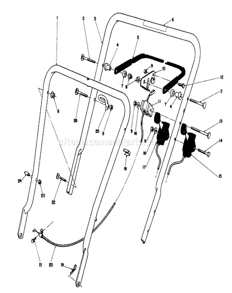 Handle Assembly Diagram and Parts List for 16775 7000001-7999999 - 1987 Toro Lawn Mower
