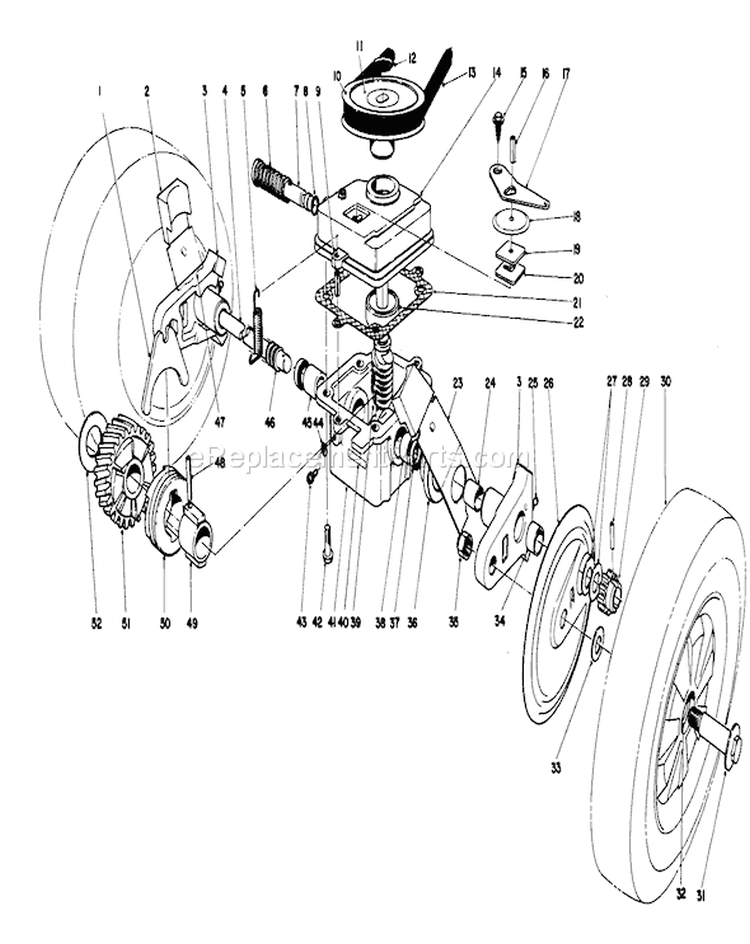 Gear Case Assembly Diagram and Parts List for 16775 8000001-8022965 - 1988 Toro Lawn Mower