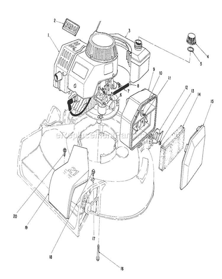 Engine Diagram and Parts List for 16780 4000001-4999999 - 1984 Toro Lawn Mower