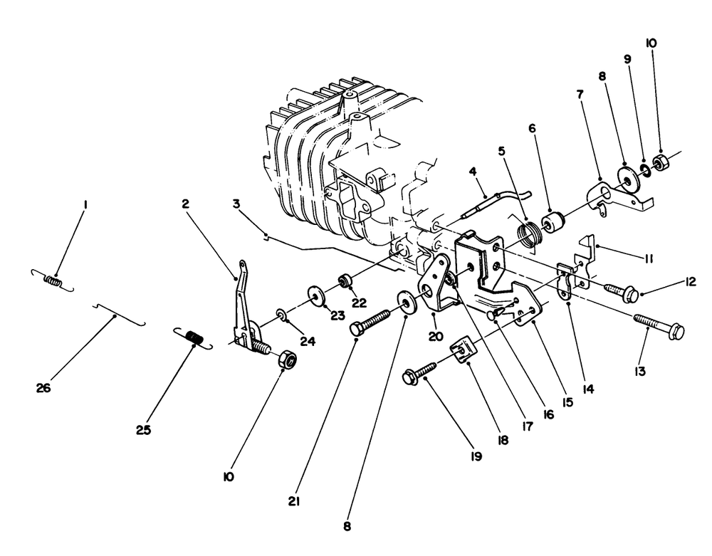 Governor Assembly (Model No. 47pl0-3) Diagram and Parts List for 22041 1000001 - 1999999 Toro Lawn Mower