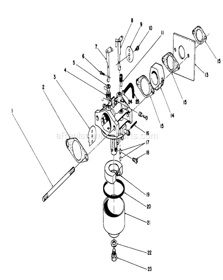 Carburetor Assembly Diagram and Parts List for 16785 0000001-0999999 - 1990 Toro Lawn Mower