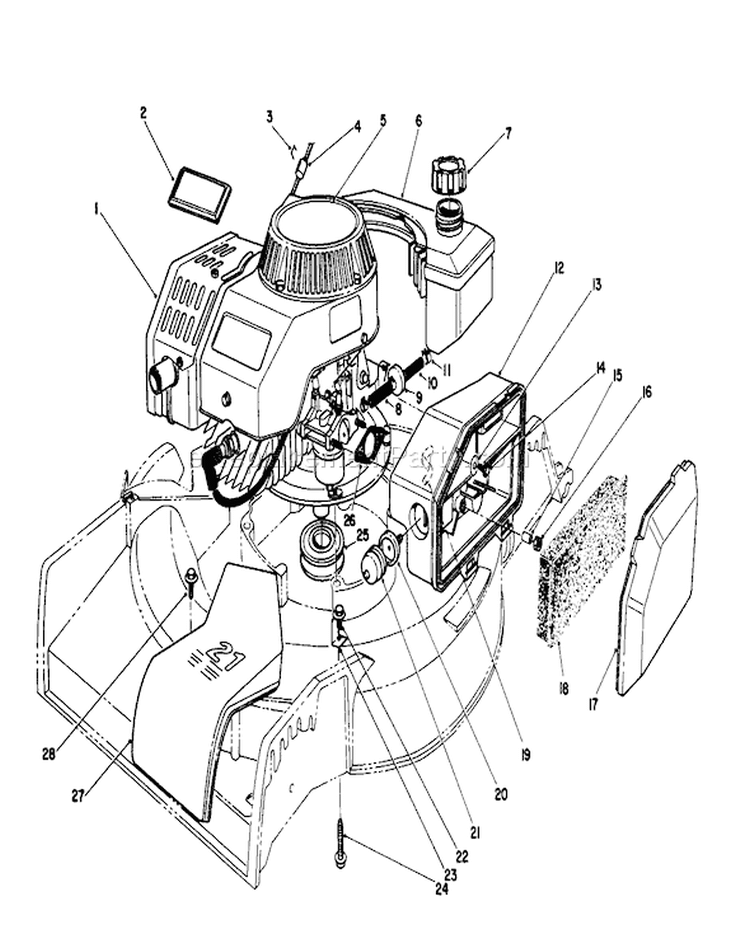 Engine Diagram and Parts List for 16785 1000001-1999999 - 1991 Toro Lawn Mower