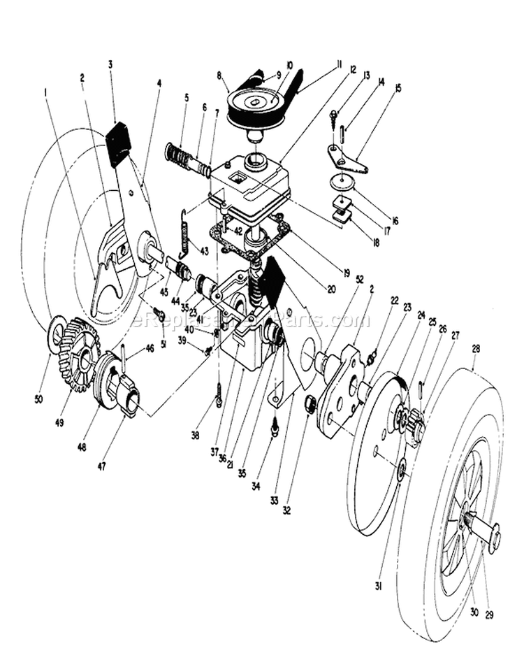 Gear Case Assembly Diagram and Parts List for 16785 1000001-1999999 - 1991 Toro Lawn Mower