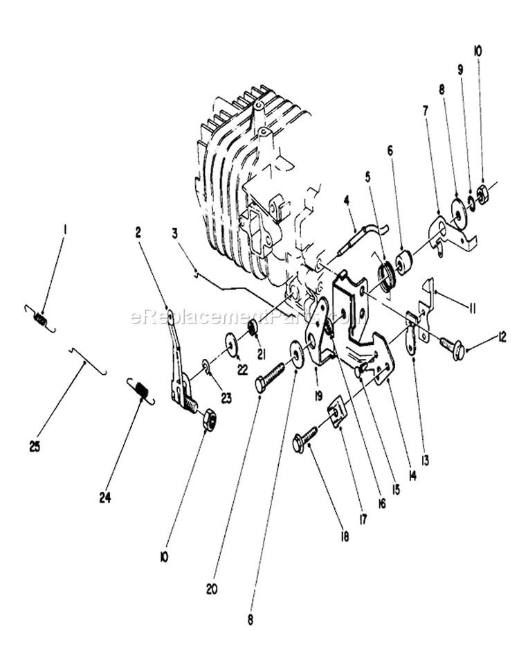Governor Assembly Diagram and Parts List for 16785 1000001-1999999 - 1991 Toro Lawn Mower