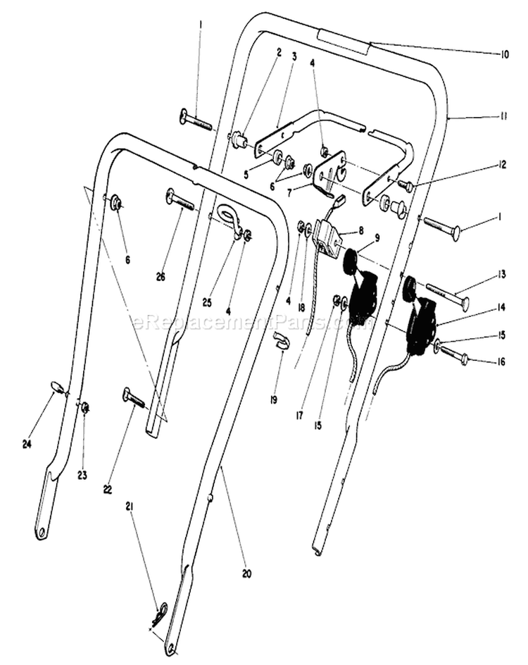Handle Assembly Diagram and Parts List for 16785 7000001-7999999 - 1987 Toro Lawn Mower