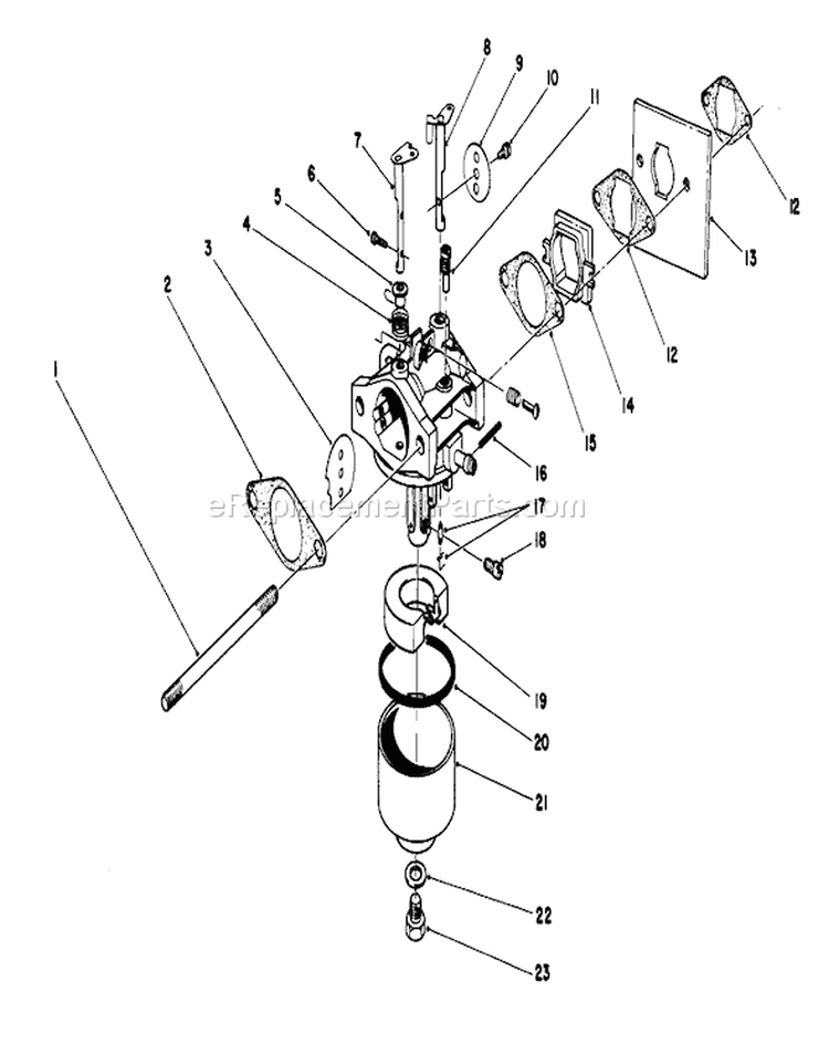 Carburetor Assembly Diagram and Parts List for 16785 7000001-7999999 - 1987 Toro Lawn Mower
