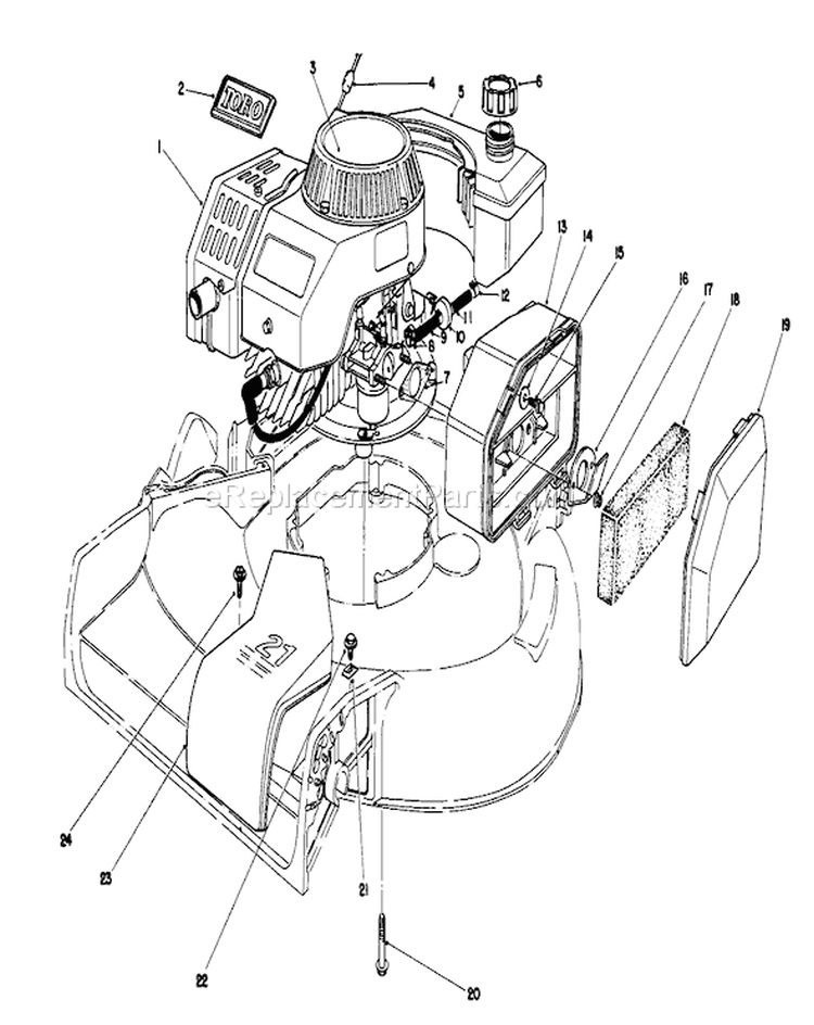 Engine Diagram and Parts List for 16785 7000001-7999999 - 1987 Toro Lawn Mower