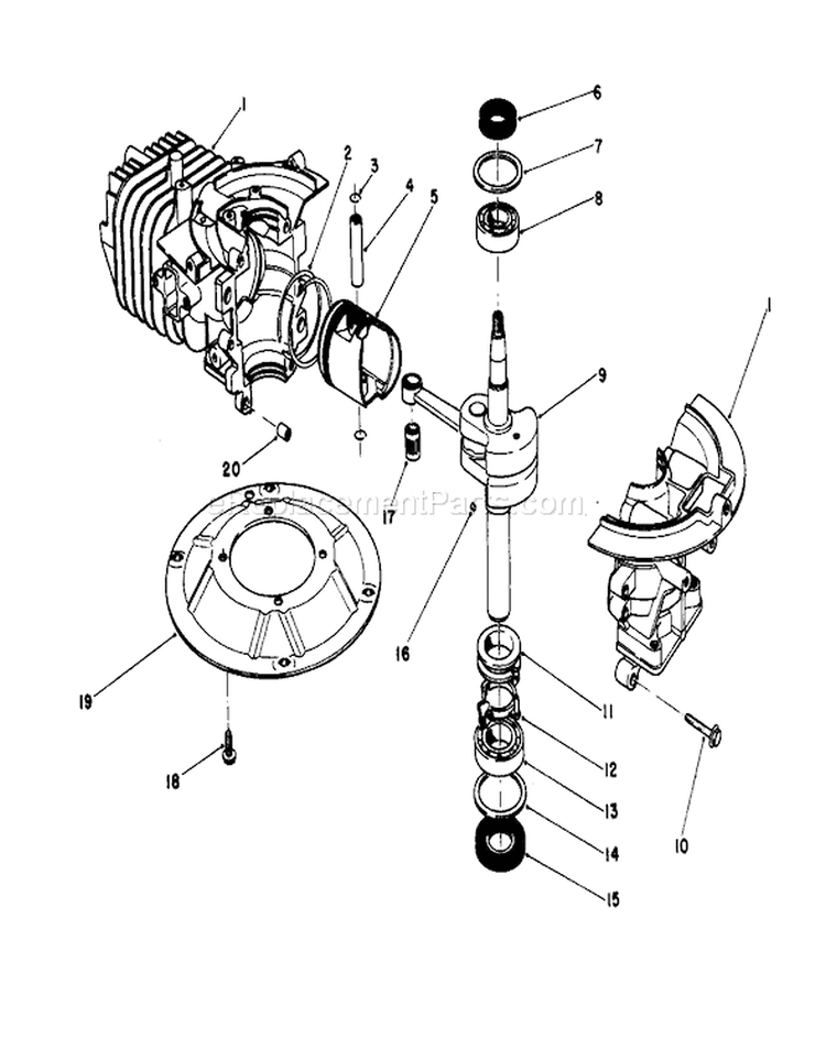 Crank Shaft Assembly Diagram and Parts List for 16785 8000001-8007011 - 1988 Toro Lawn Mower