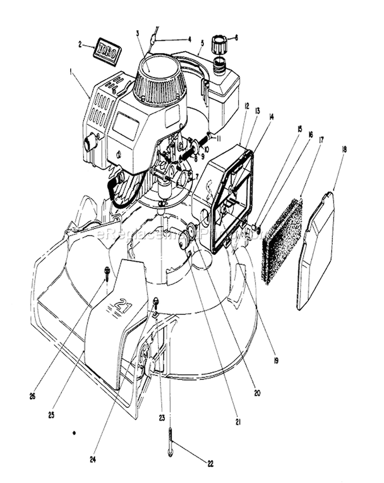 Page F Diagram and Parts List for 16785 8000001-8007011 - 1988 Toro Lawn Mower