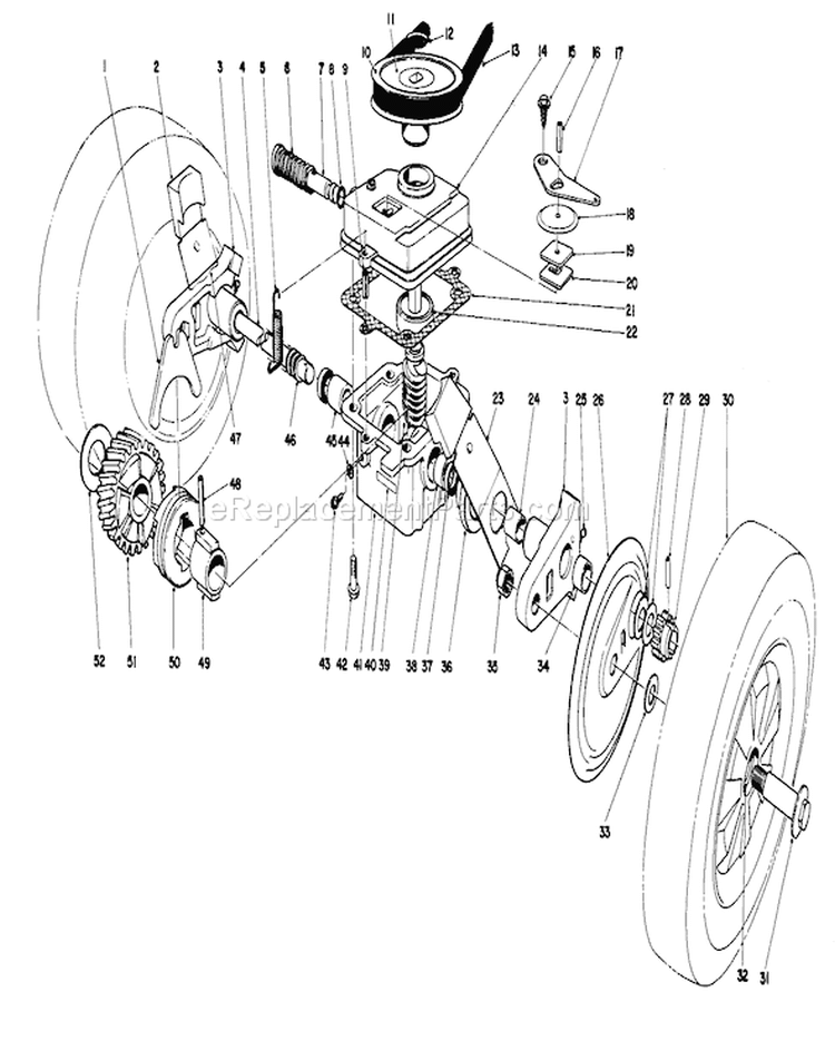 Gear Case Assembly Diagram and Parts List for 16785 8000001-8007011 - 1988 Toro Lawn Mower