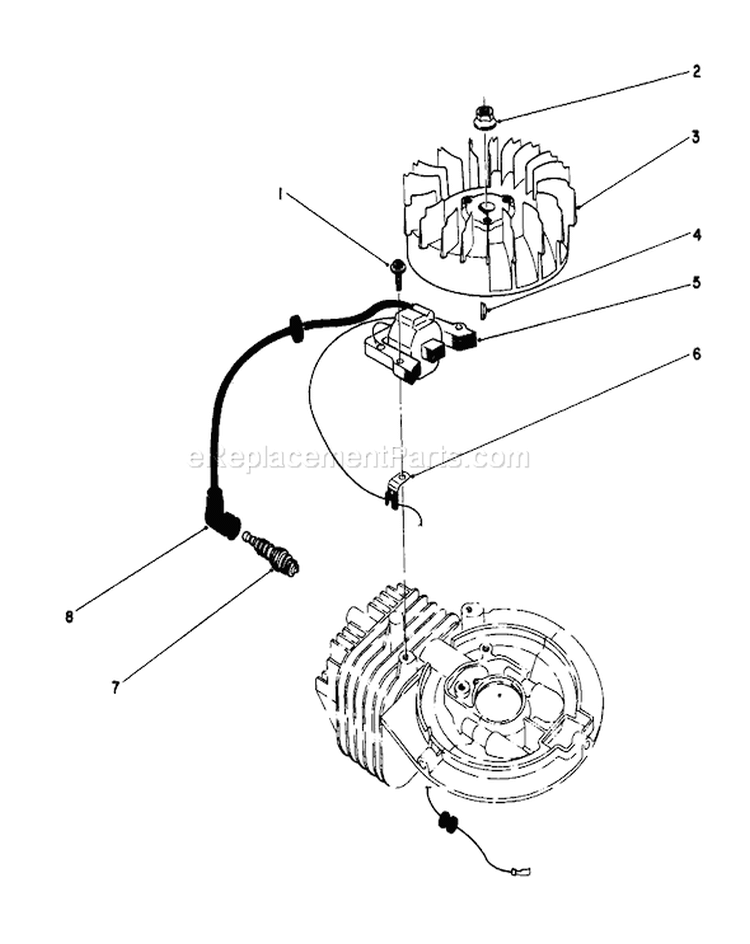 Ignition Assembly Diagram and Parts List for 16785 8007012-8999999 - 1988 Toro Lawn Mower