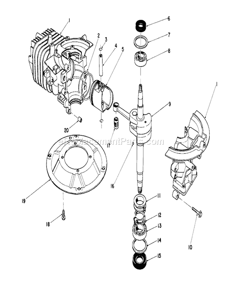 Crank Shaft Assembly Diagram and Parts List for 16785 9000001-9999999 - 1989 Toro Lawn Mower