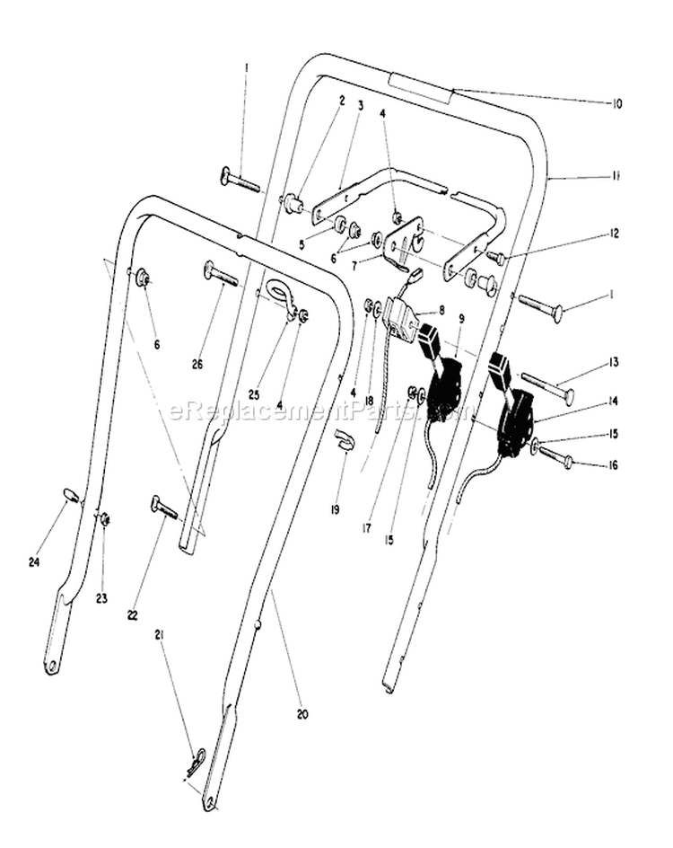Handle Assembly Diagram and Parts List for 16785 9000001-9999999 - 1989 Toro Lawn Mower
