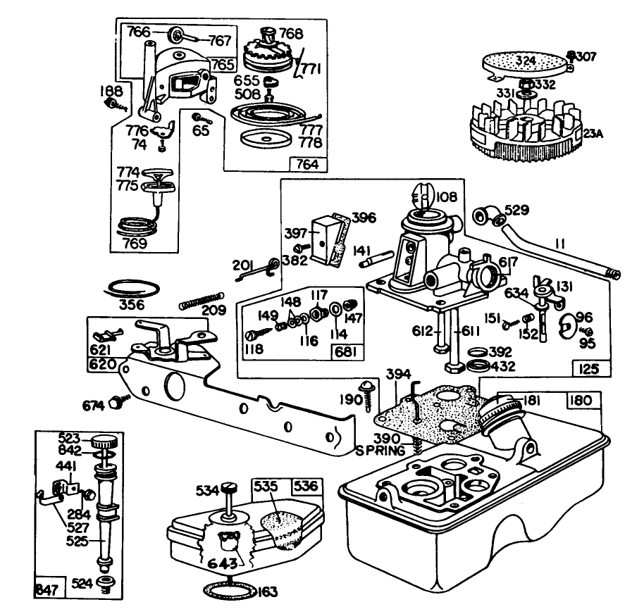 Briggs & Stratton Engine Model No. 92908-2055-01 21" Hand Propelled (Model 16860) Diagram and Parts List for 16860 1000001 - 1999999 Toro Lawn Mower