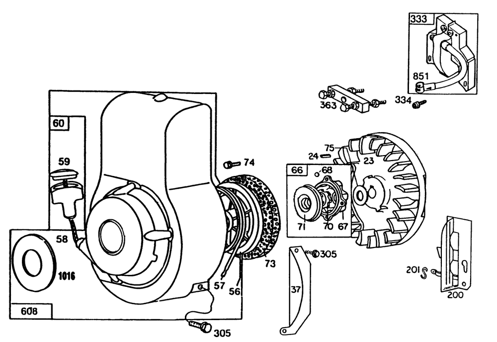 Engine Briggs & Stratton Model No. 80332 Type No. 1655-01 Diagram and Parts List for 58431 7000001 - 7999999 Toro Edger