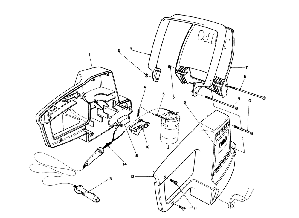 Handle And Shield Assembly Diagram and Parts List for 51730 1000001 - 1999999 Toro Trimmer