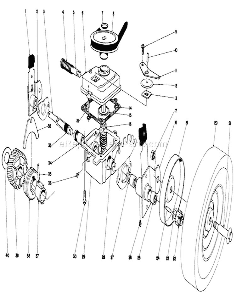 Gear Case Assembly Diagram and Parts List for 16870 0000001-0999999 - 1980 Toro Lawn Mower