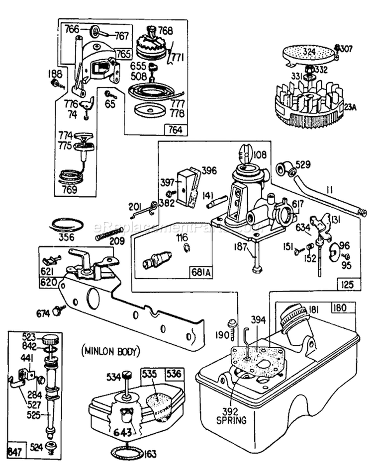 Page F Diagram and Parts List for 16860 1000001-1999999 - 1981 Toro Lawn Mower