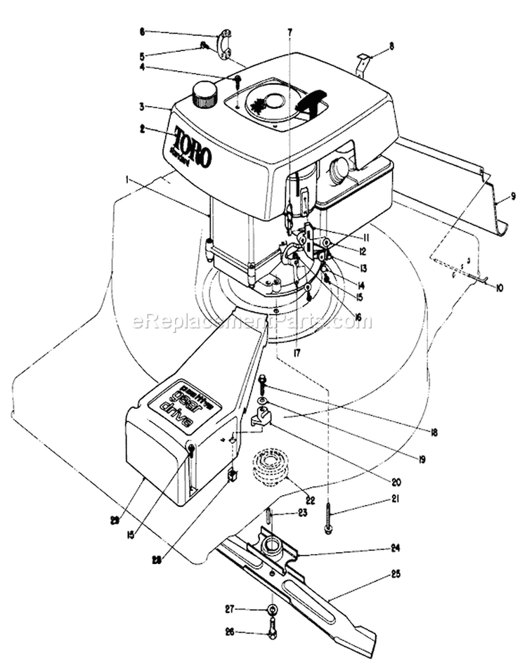 Page H Diagram and Parts List for 16860 1000001-1999999 - 1981 Toro Lawn Mower