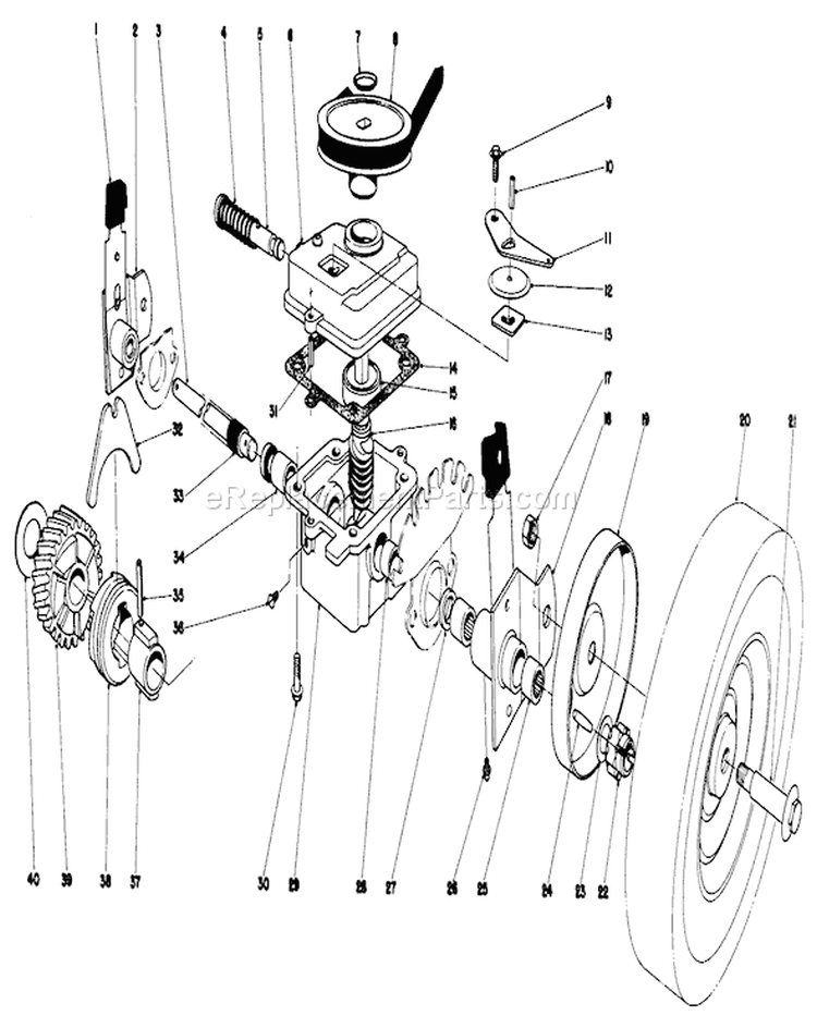 Gear Case Assembly Diagram and Parts List for 16860 1000001-1999999 - 1981 Toro Lawn Mower
