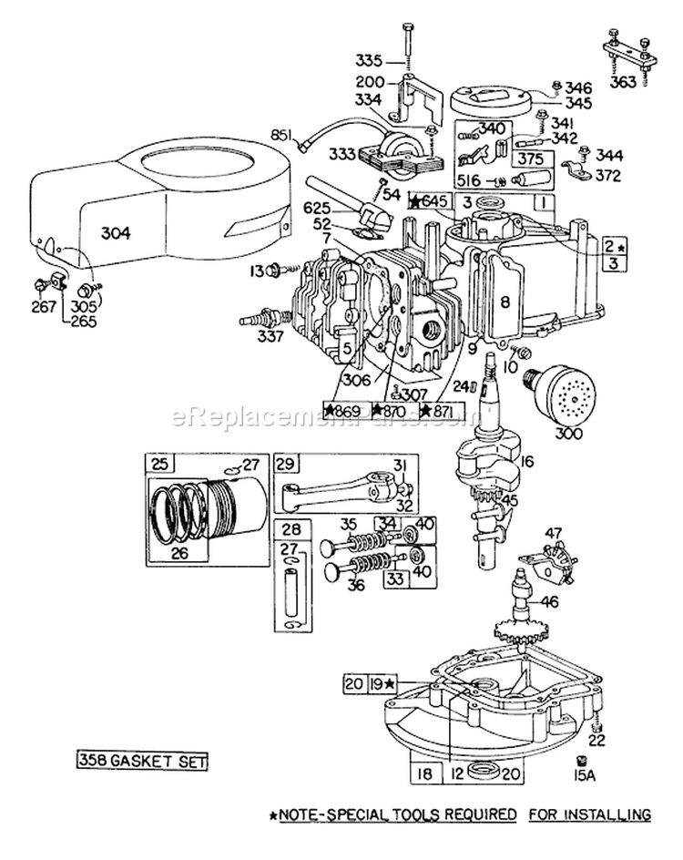 Engine Diagram and Parts List for 16870 2000001-2999999 - 1982 Toro Lawn Mower