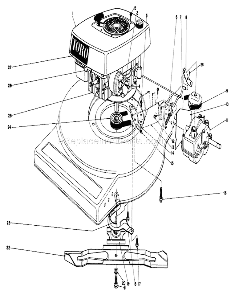 Page D Diagram and Parts List for 16880 0000001-0999999 - 1980 Toro Lawn Mower