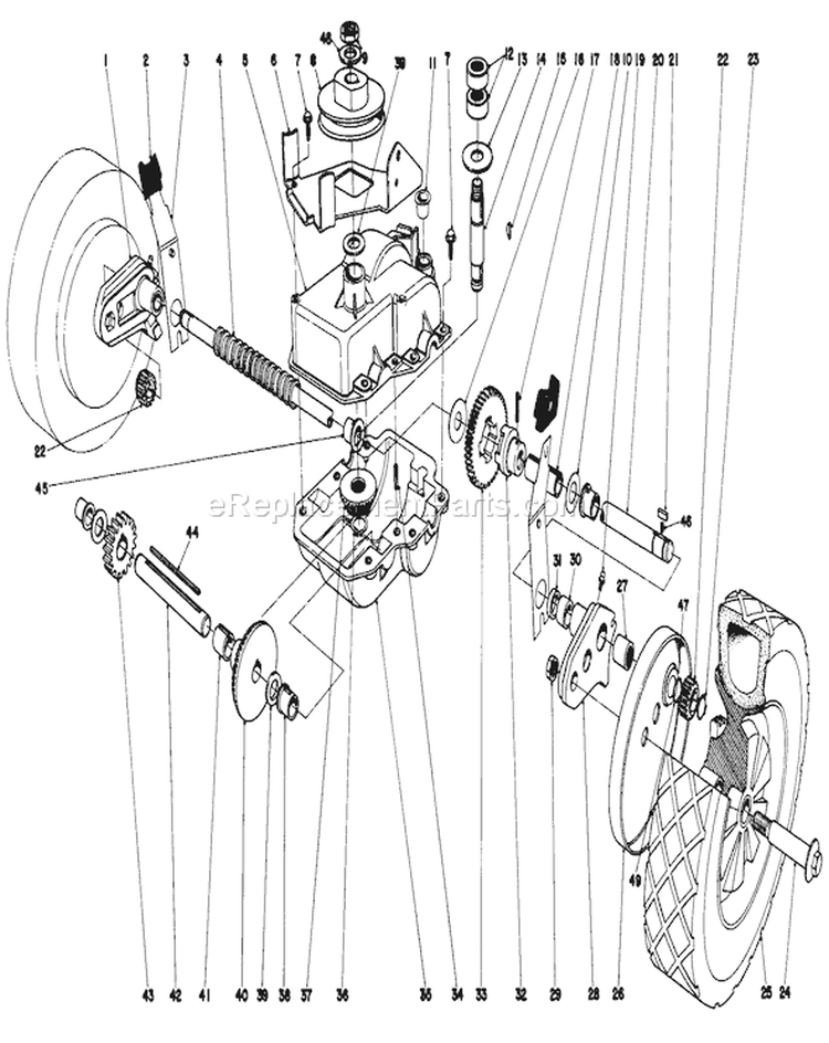 Gear Case Assembly Diagram and Parts List for 16880 0000001-0999999 - 1980 Toro Lawn Mower