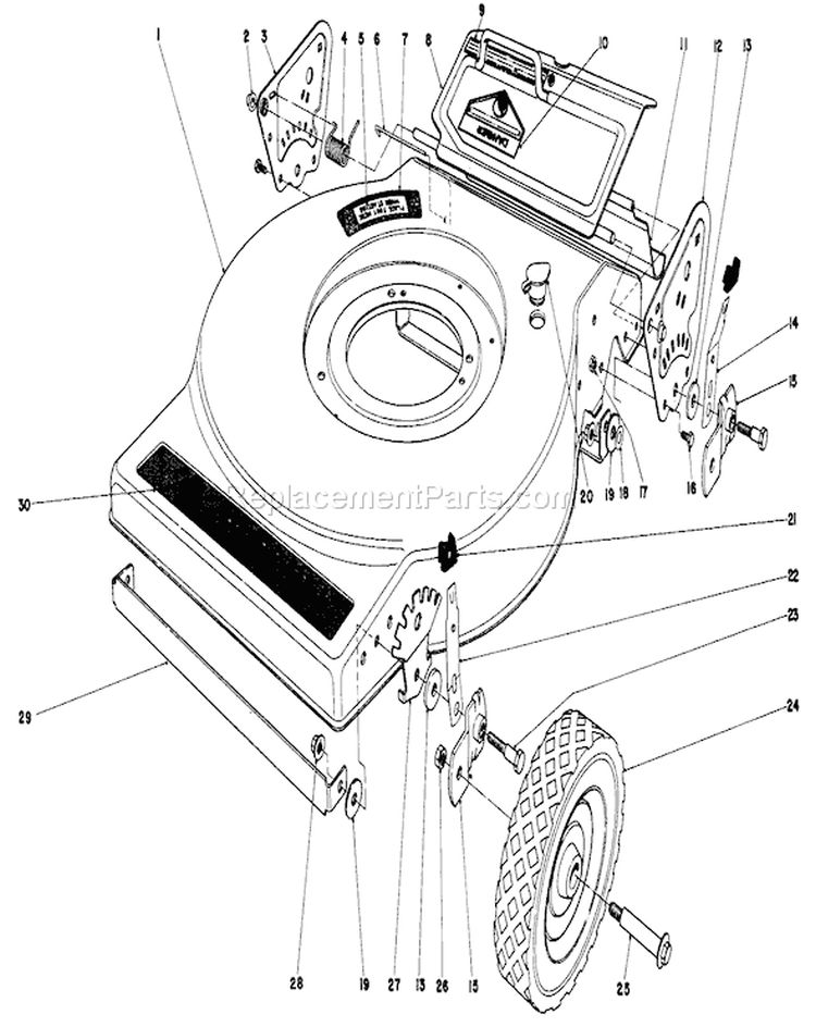 Mower Housing Diagram and Parts List for 16880 0000001-0999999 - 1980 Toro Lawn Mower