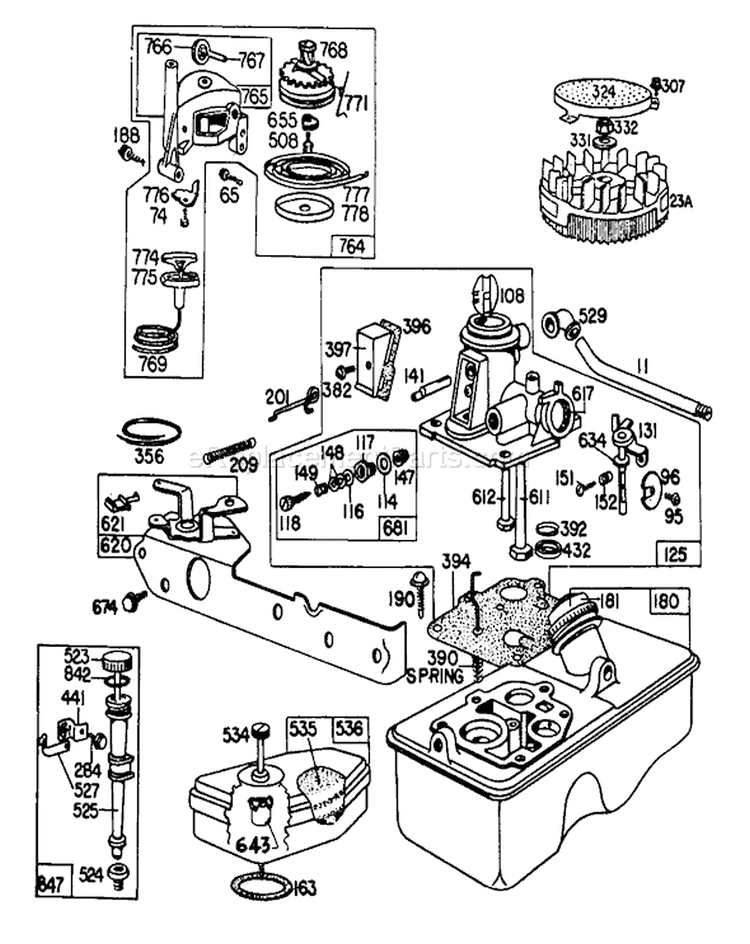 Carburetor Assembly Diagram and Parts List for 16880 1000001-1999999 - 1981 Toro Lawn Mower