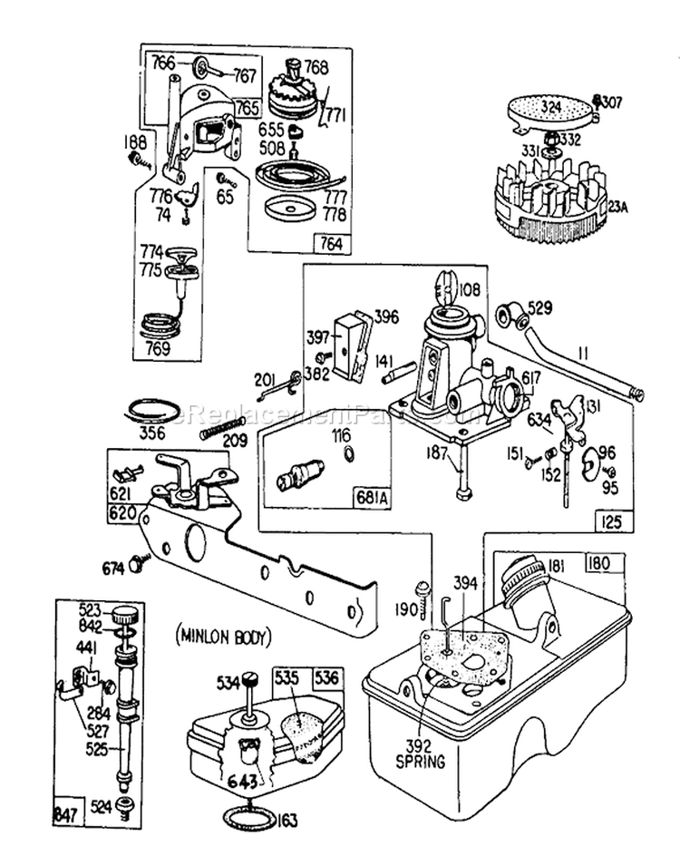 Page C Diagram and Parts List for 16880 1000001-1999999 - 1981 Toro Lawn Mower