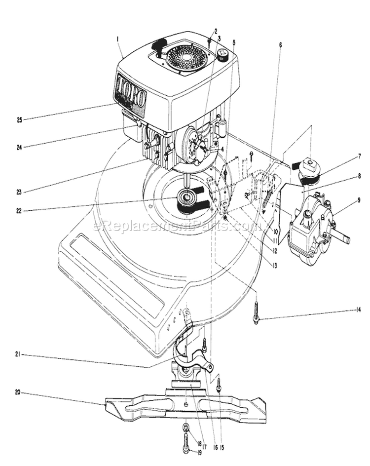 Page E Diagram and Parts List for 16880 1000001-1999999 - 1981 Toro Lawn Mower
