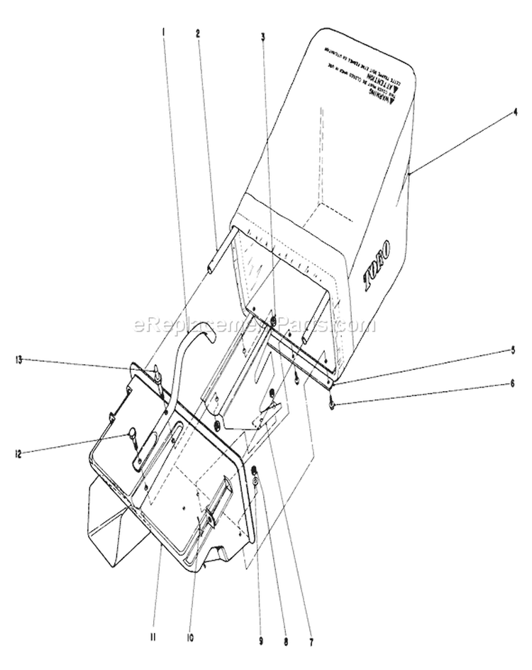 Grass Catcher Diagram and Parts List for 16880 1000001-1999999 - 1981 Toro Lawn Mower