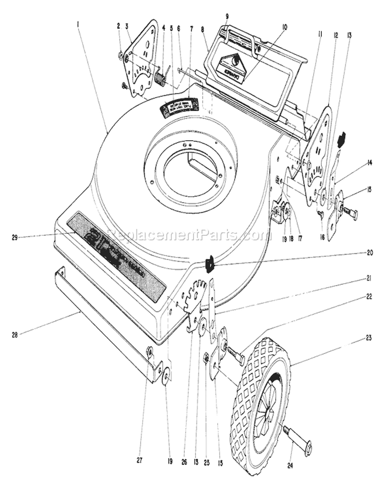 Mower Housing Diagram and Parts List for 16880 2000001-2999999 - 1982 Toro Lawn Mower