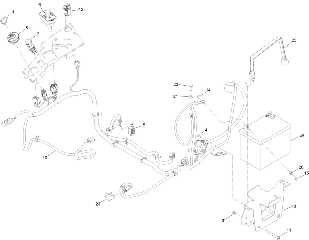 Electrical Assembly Diagram and Parts List for 74472 400000000-402099999 Toro Lawn Tractor