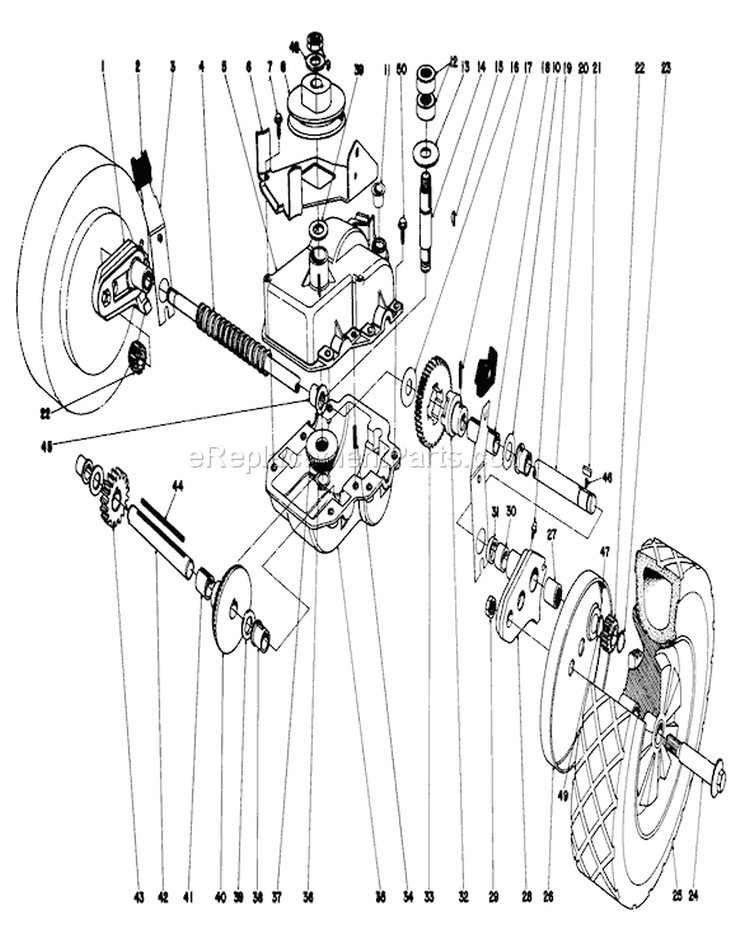 Gear Case Assembly Diagram and Parts List for 16930 0000001-0999999 - 1980 Toro Lawn Mower